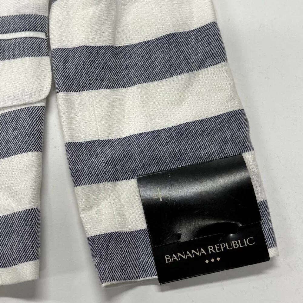 Banana‎ Republic Blazer Womens Sz 4 Gray Stripe NWT Linen Blend Career Work
